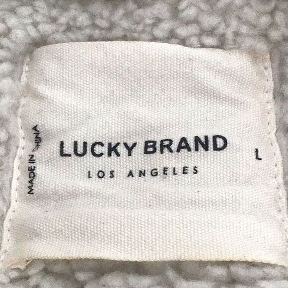 Lucky Brand Cream Sherpa Fleece Quilt Lined Button Up Teddy Shirt Jacket - Picture 15 of 16